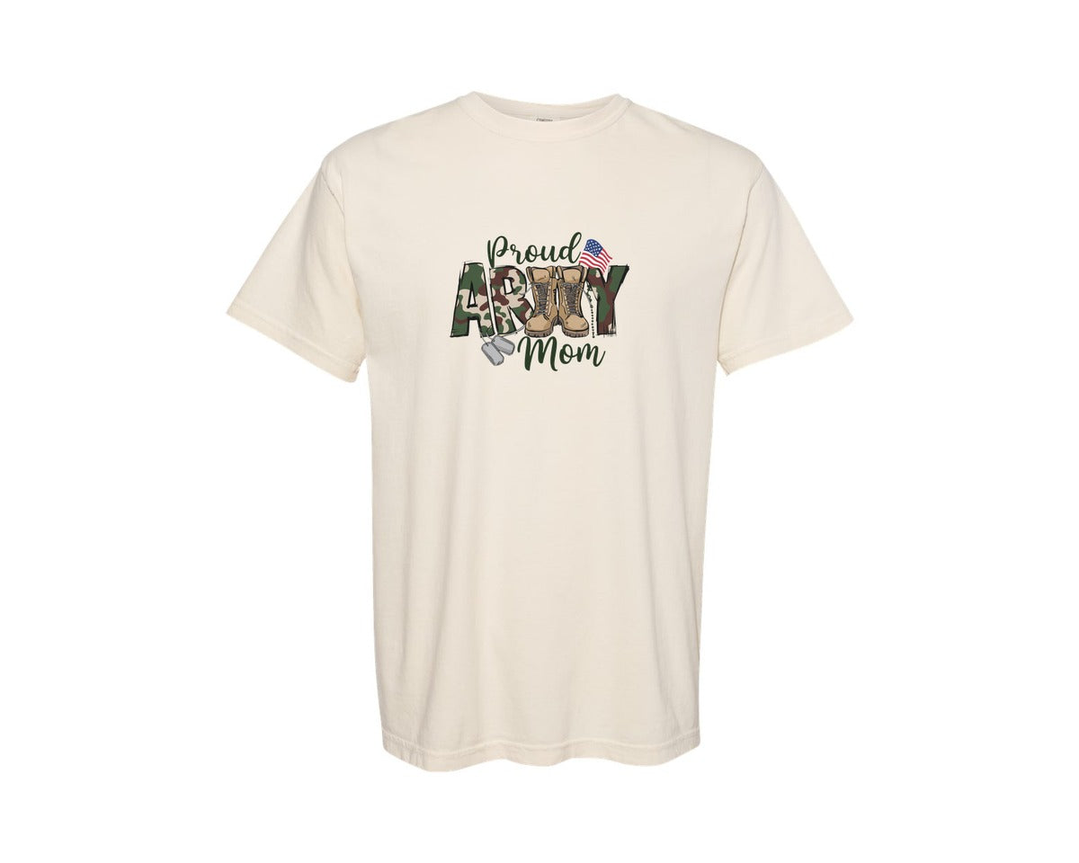 brand:Comfort Colors|color:Ivory|Proud Army Mom Us Veterans Day Graphic T-Shirt