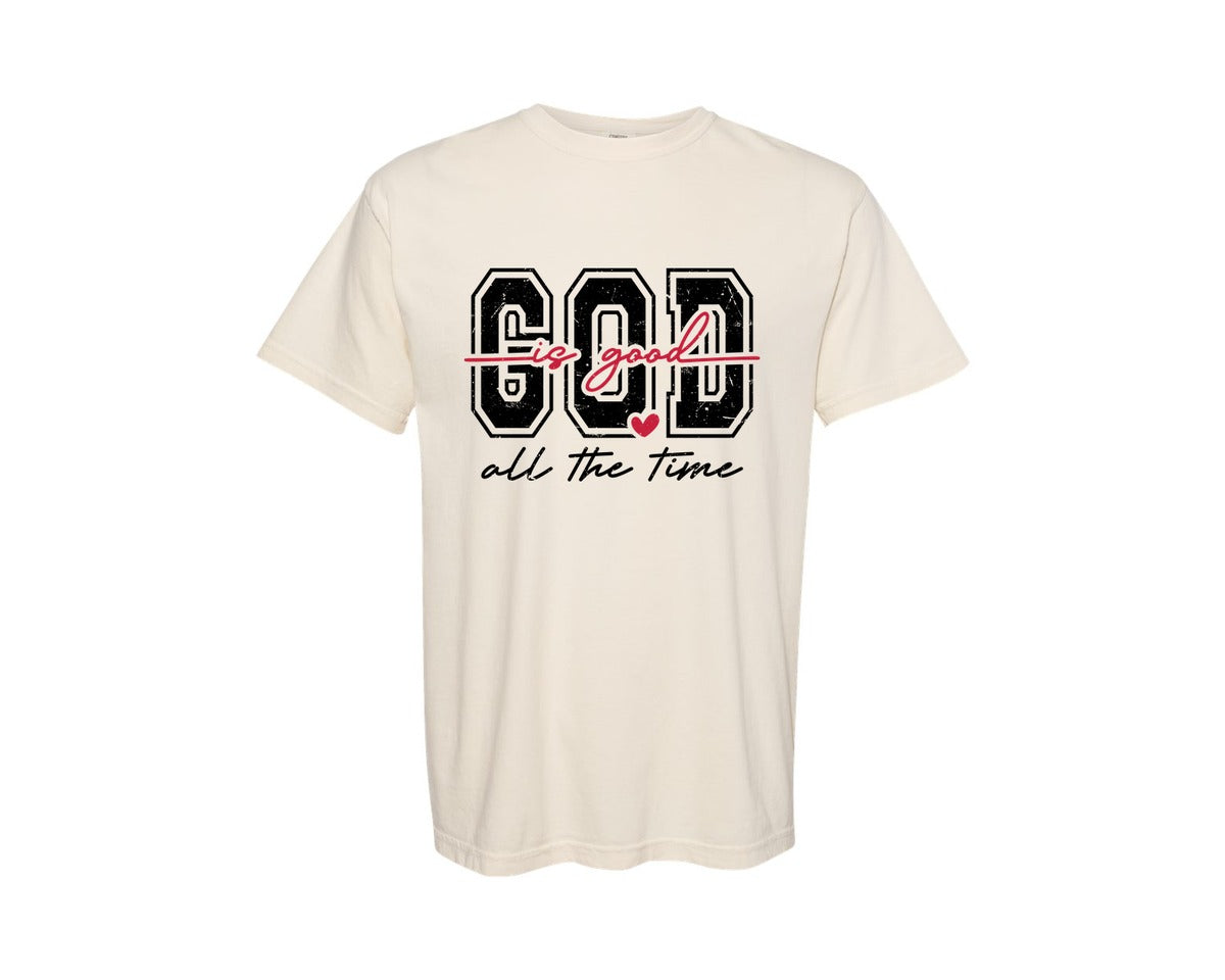 brand:Comfort Colors|color:Ivory|Valentine God Is Good All The Time Graphic T-Shirt
