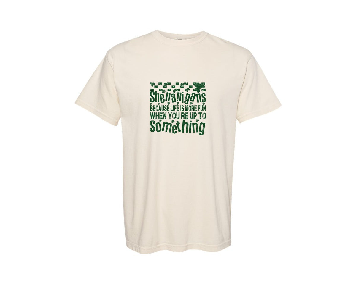 brand:Comfort Colors|color:Ivory|Shenanigans Shamrock St Patricks Graphic T-Shirt
