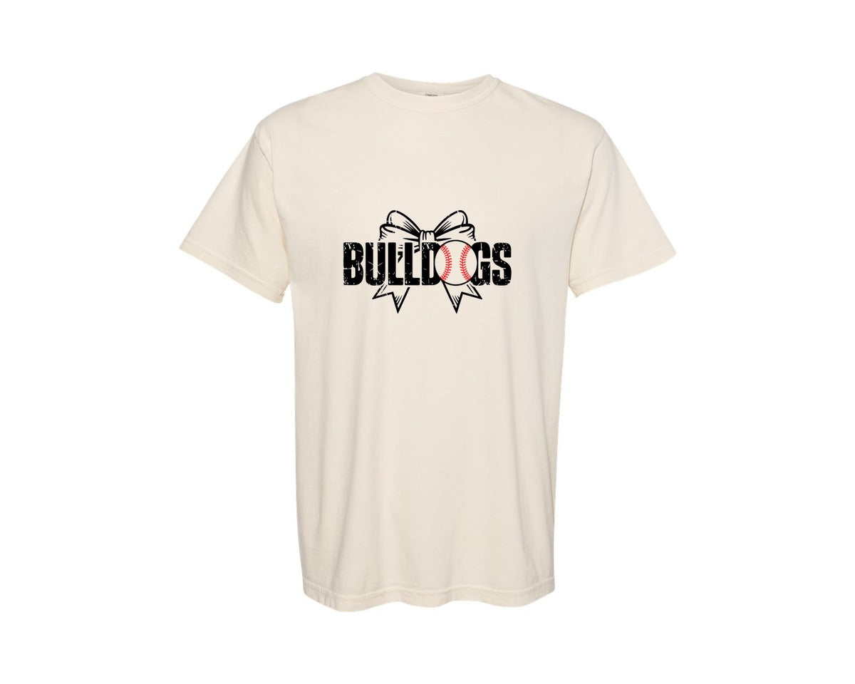 brand:Comfort Colors|color:Ivory|Coquette Bow Bulldogs Baseball Graphic T-Shirt