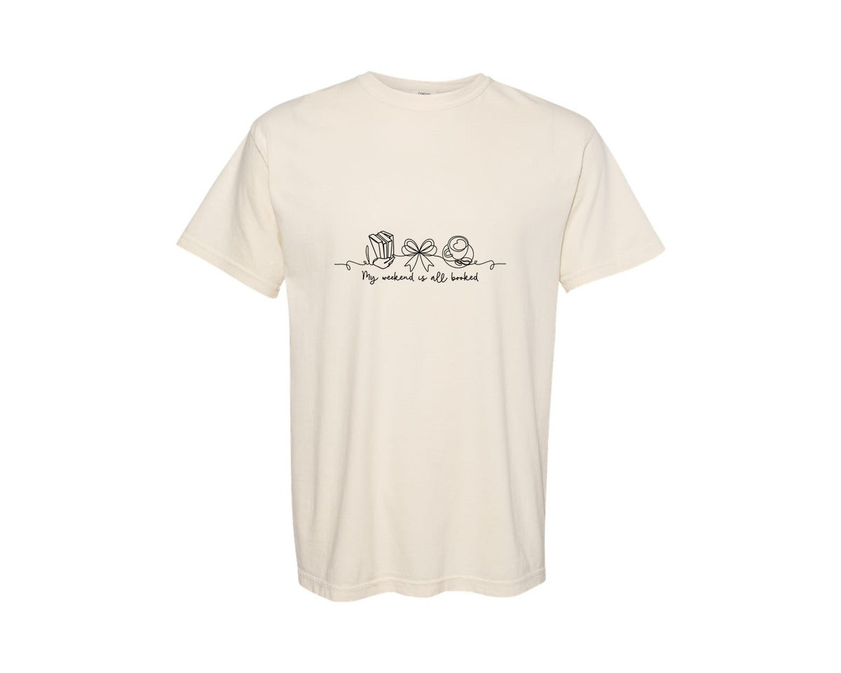 brand:Comfort Colors|color:Ivory|My Weekend Is Booked Single Line Art Graphic T-Shirt