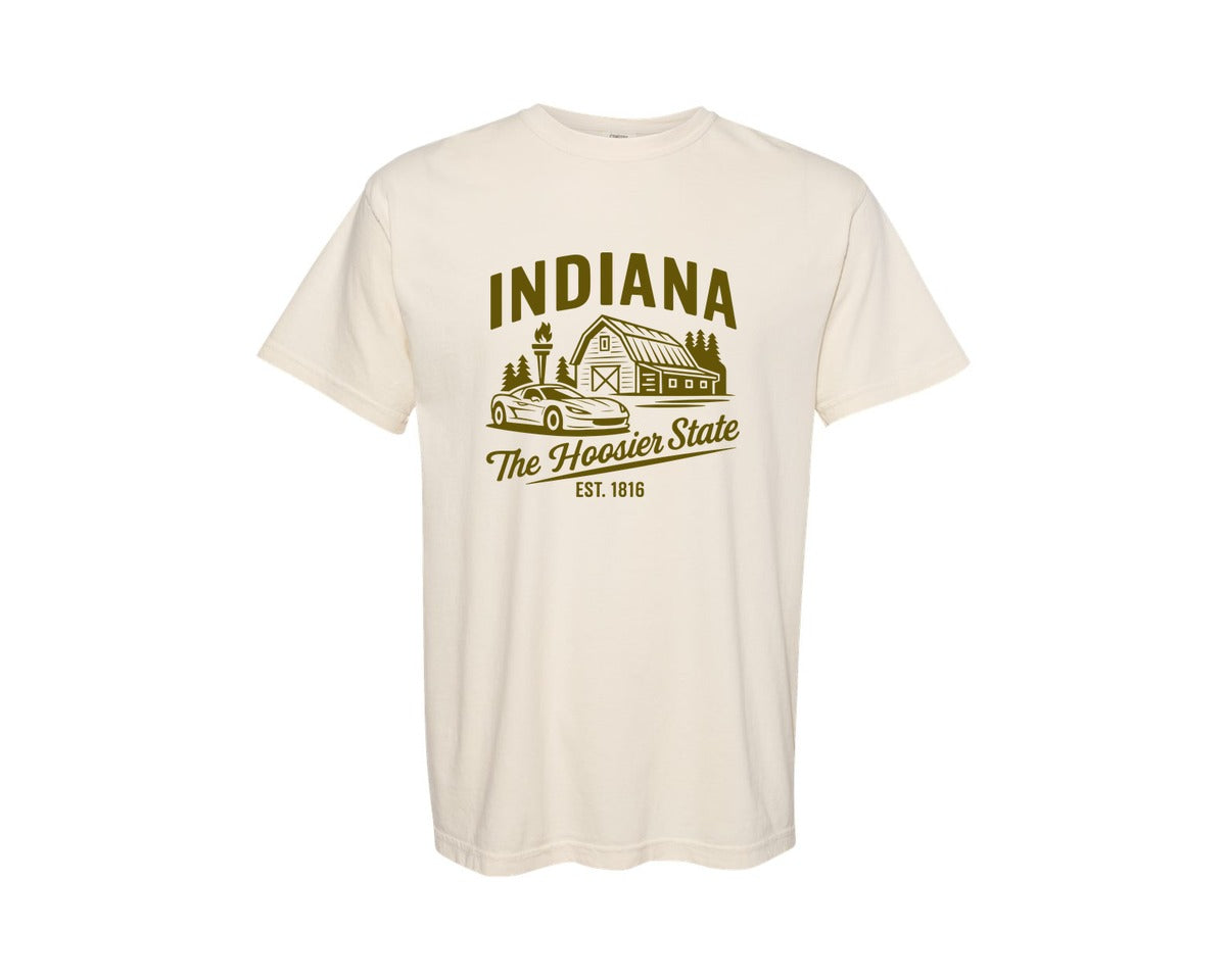 brand:Comfort Colors|color:Ivory|Indiana The Hoosier State 2 Graphic T-Shirt