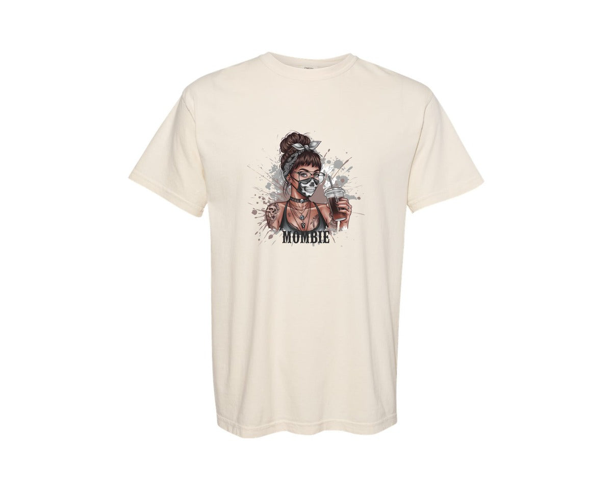 brand:Comfort Colors|color:Ivory|Mombie Spooky Tattooed Mom Art Graphic T-Shirt