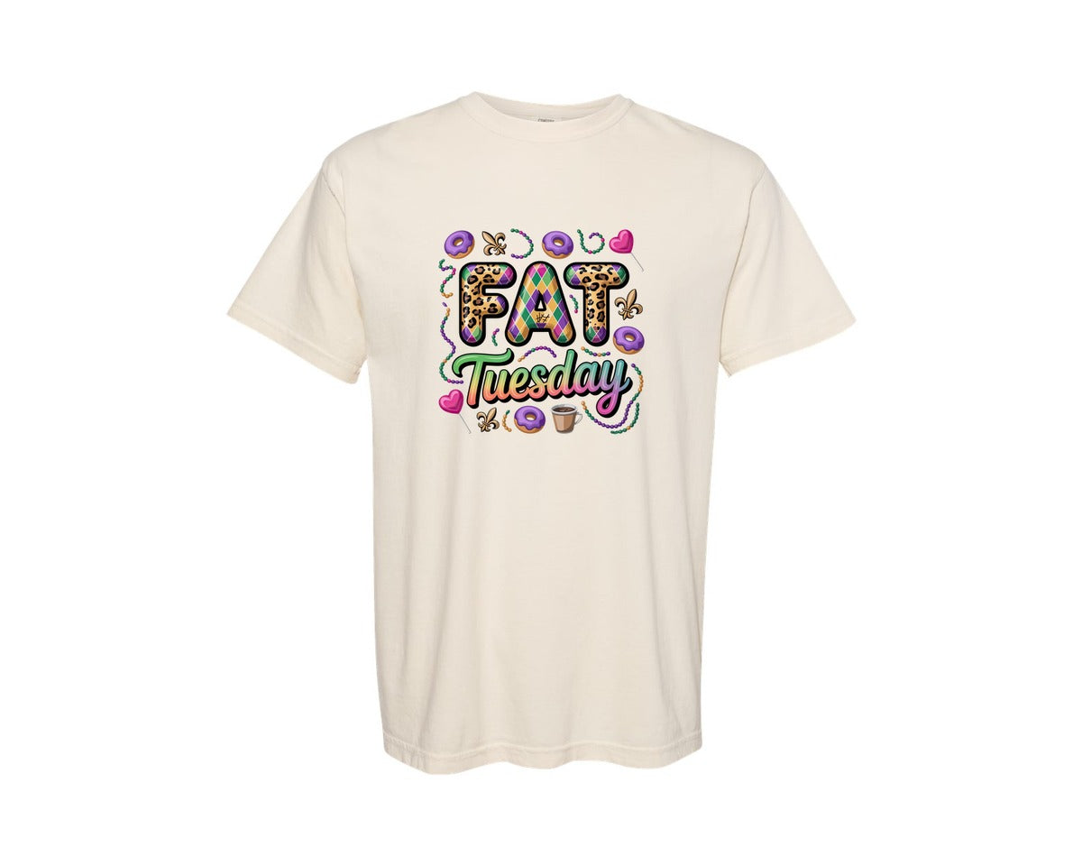 brand:Comfort Colors|color:Ivory|Mardi Gras Fat Tuesday 3 Graphic T-Shirt
