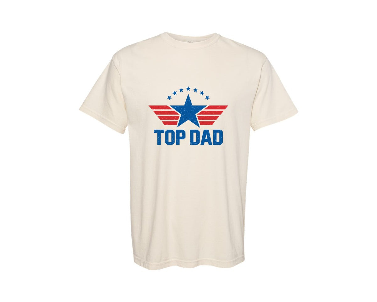 brand:Comfort Colors|color:Ivory|Patriotic Aviation Style Top Dad Graphic T-Shirt