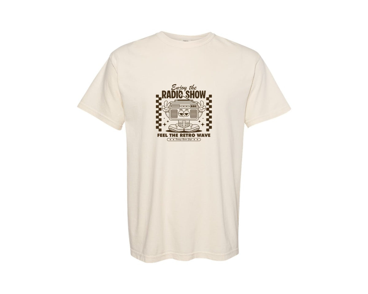 brand:Comfort Colors|color:Ivory|Vintage Cartoon Radio Character Design Graphic T-Shirt