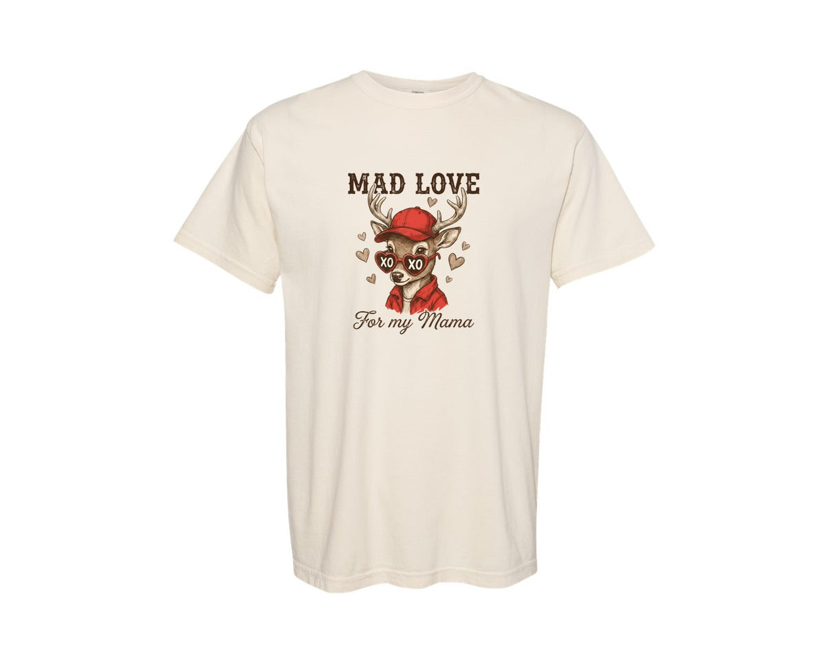 brand:Comfort Colors|color:Ivory|Mad Love Deer Valentines Day Graphic T-Shirt