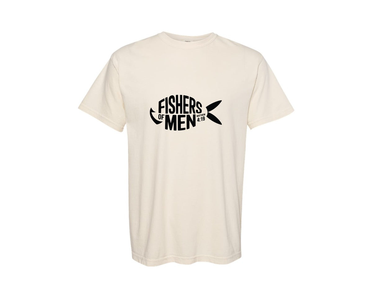 brand:Comfort Colors|color:Ivory|Fishers Of Men Matthew 419 Jesus Fish Graphic T-Shirt
