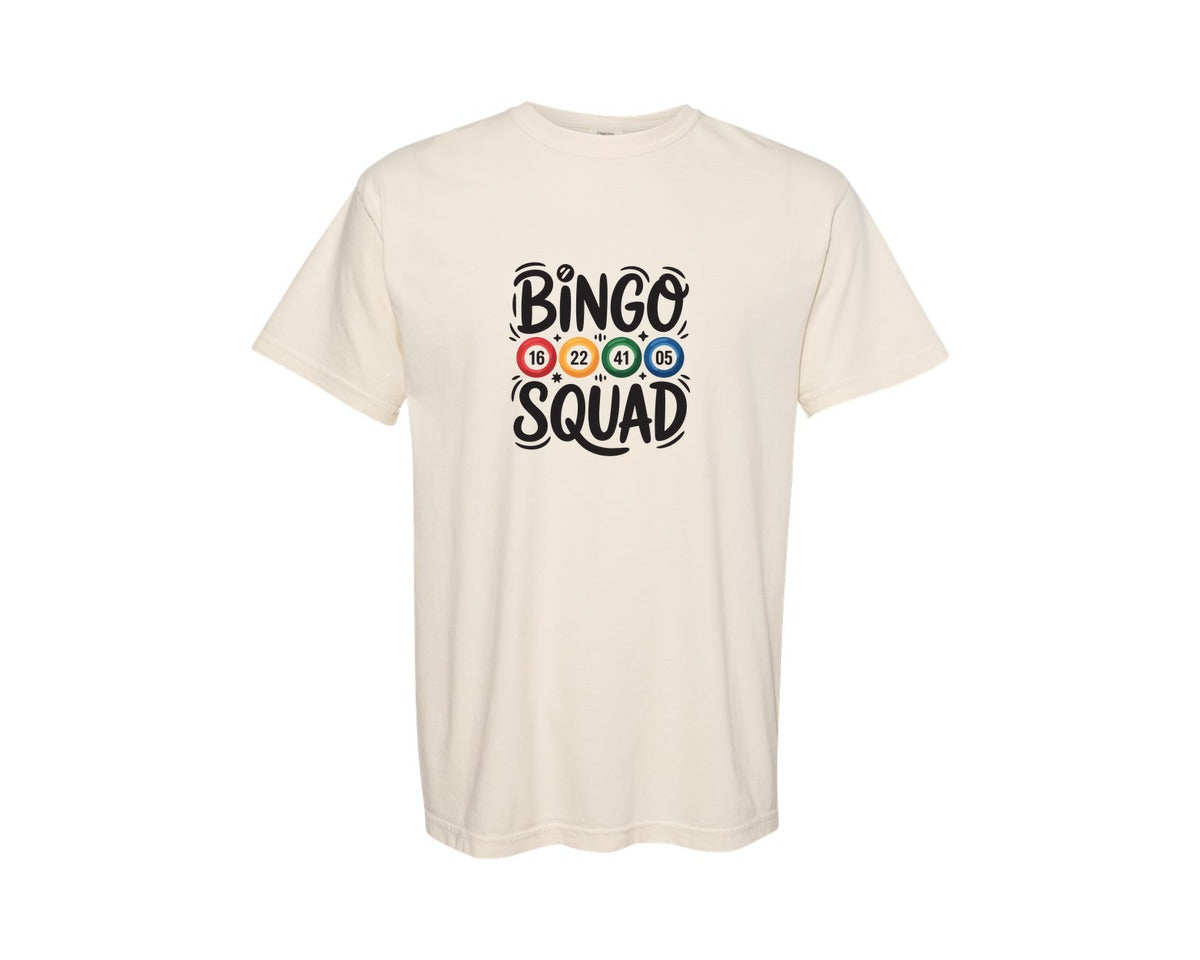 brand:Comfort Colors|color:Ivory|Retro Bingo Squad Game Night T Shirt Graphic T-Shirt