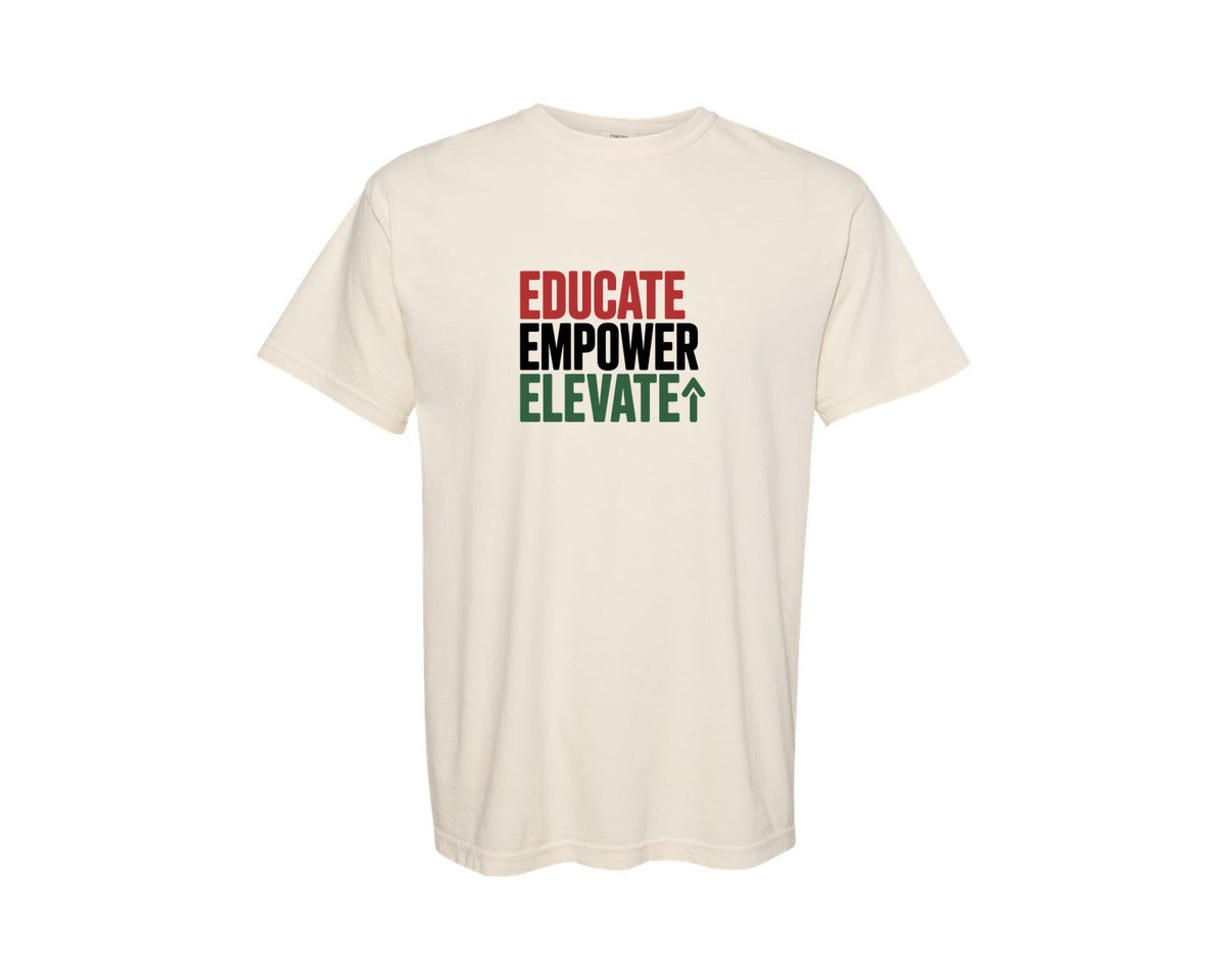 brand:Comfort Colors|color:Ivory|Educate Empower Elevate Black History Graphic T-Shirt
