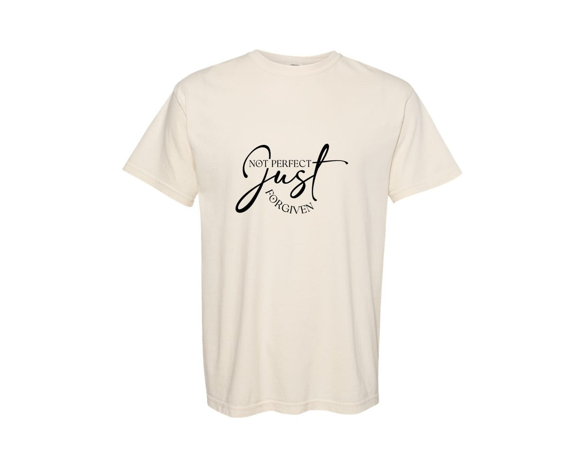 brand:Comfort Colors|color:Ivory|Not Perfect Just Forgiven T Shirt Graphic T-Shirt