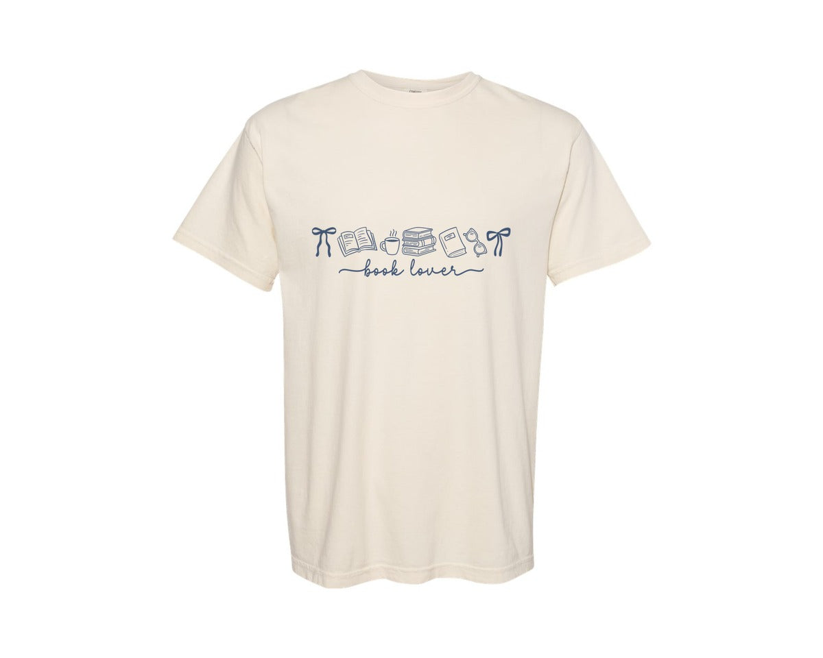 brand:Comfort Colors|color:Ivory|Coquette Book Lover Bookish Bookworm Graphic T-Shirt