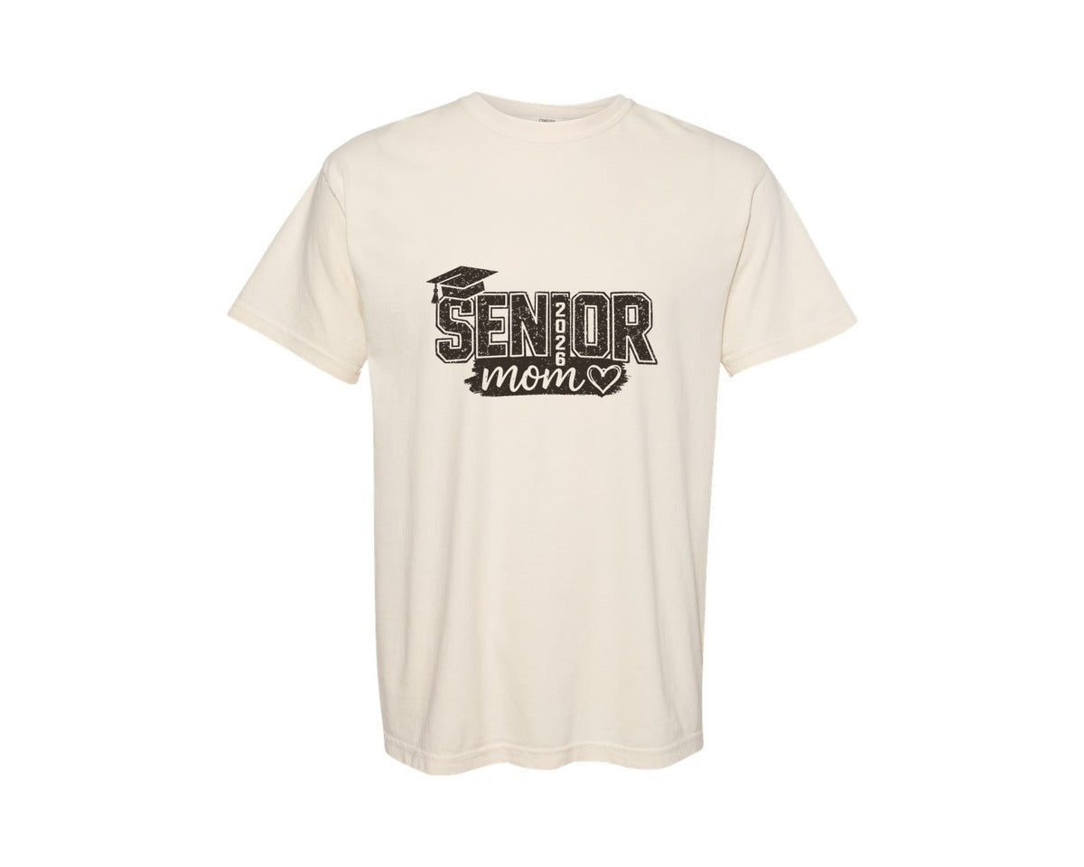 brand:Comfort Colors|color:Ivory|Distressed Senior Mom 2026 Design Graphic T-Shirt