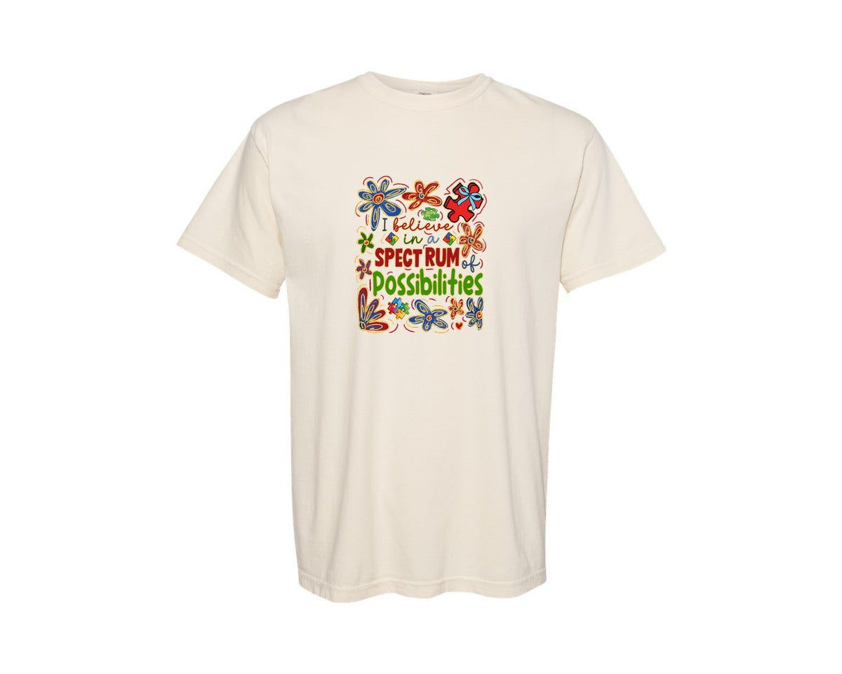 brand:Comfort Colors|color:Ivory|Retro Autism Boho Autism Graphic T-Shirt
