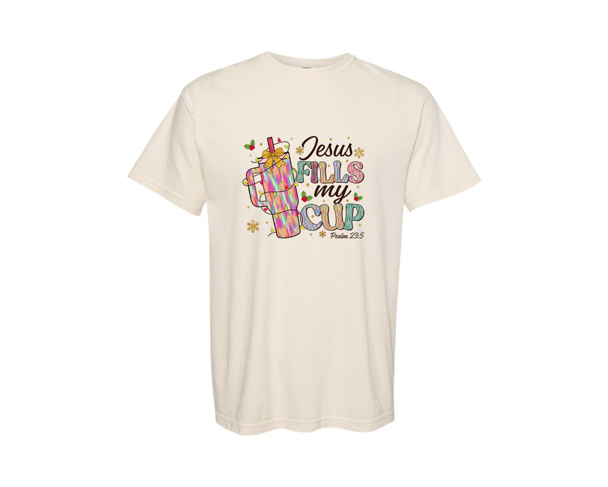 brand:Comfort Colors|color:Ivory|Jesus Fills My Cup 7 Graphic T-Shirt