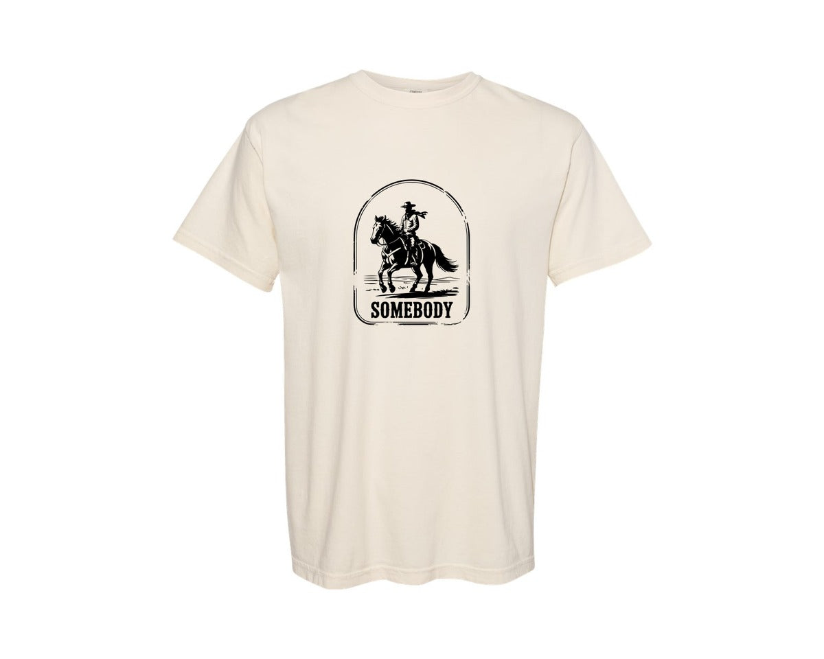 brand:Comfort Colors|color:Ivory|Cowboy Riding Horse Western Rider Graphic T-Shirt