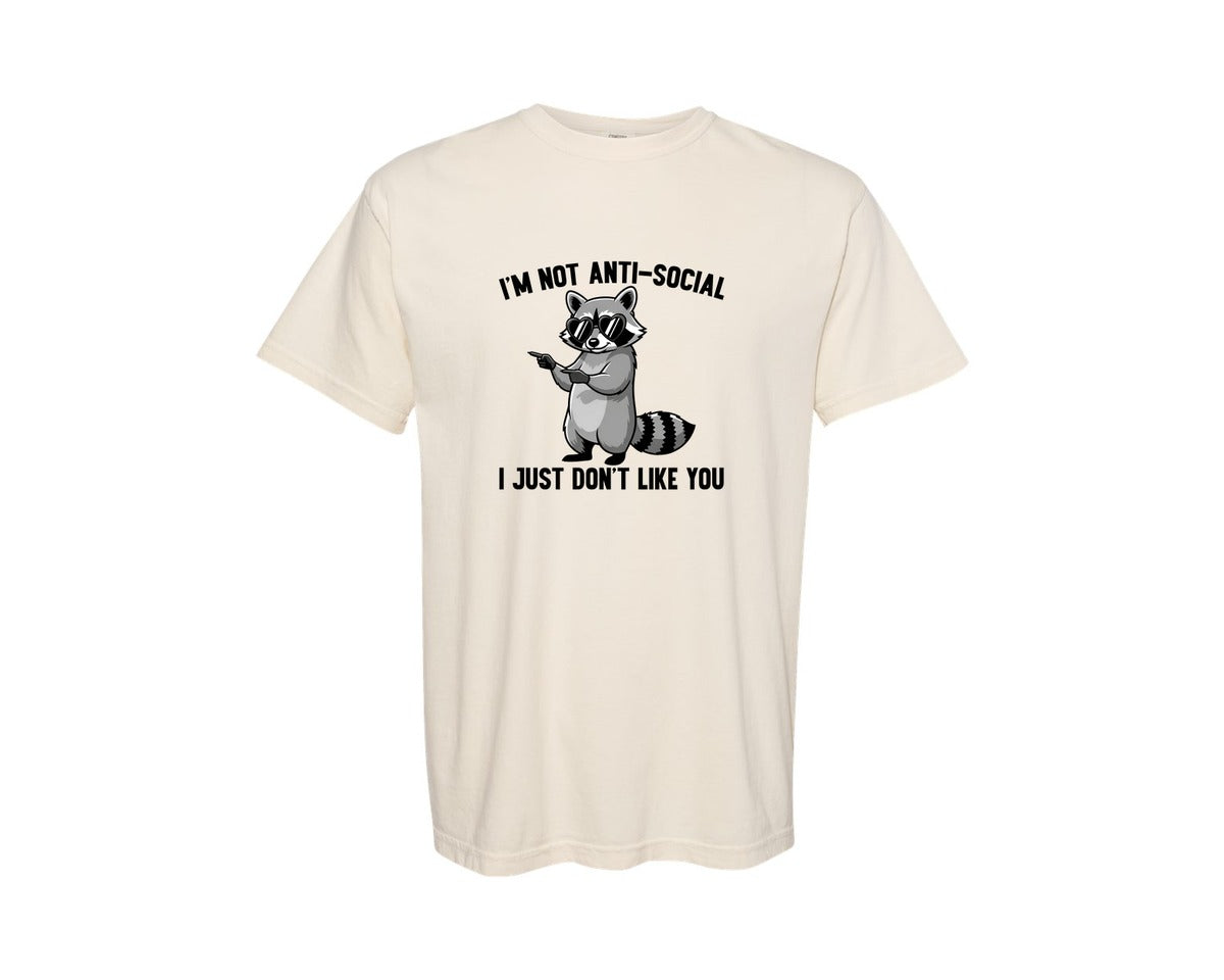 brand:Comfort Colors|color:Ivory|Funny Sarcastic Raccoon Sassy Animal Graphic T-Shirt