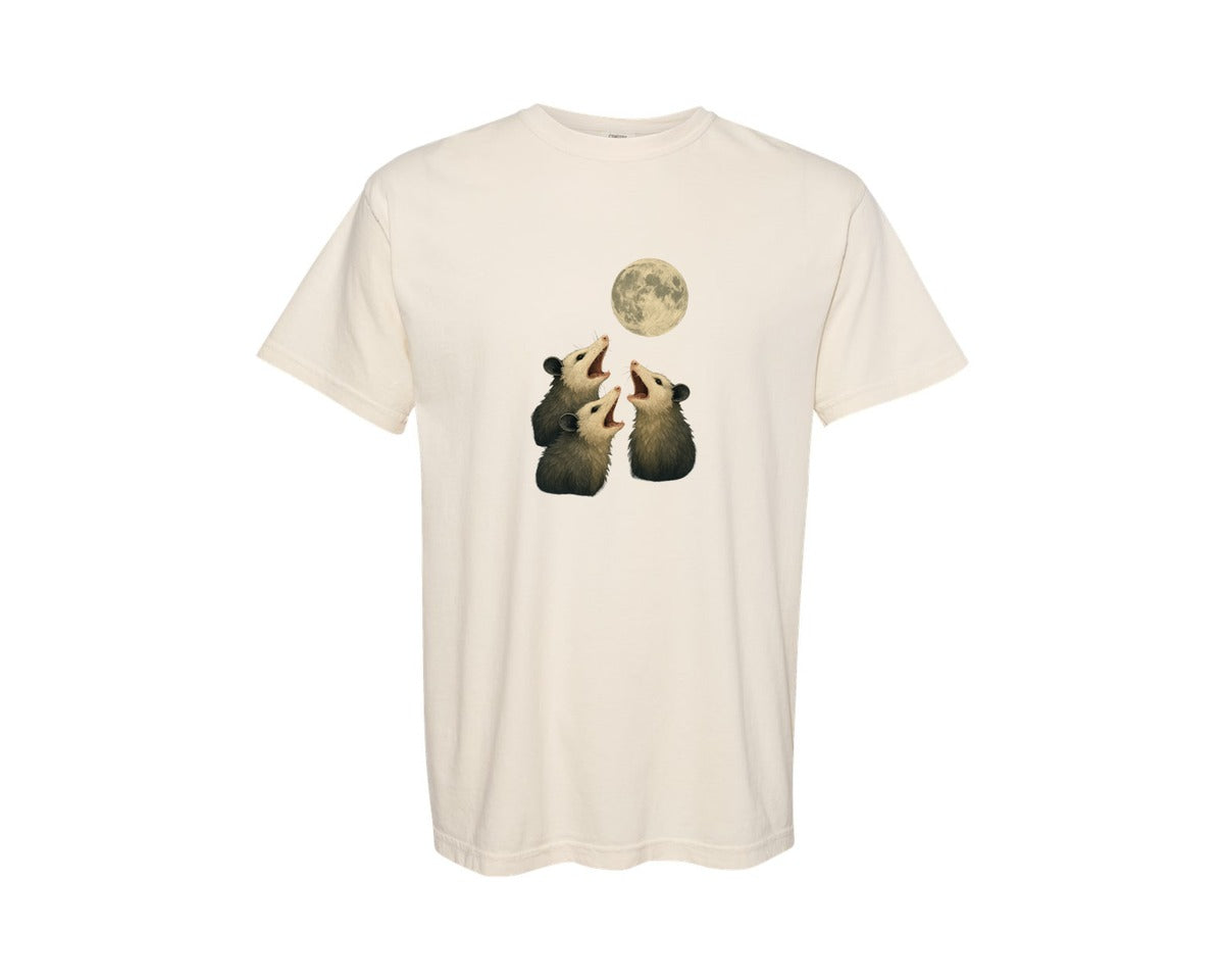 brand:Comfort Colors|color:Ivory|Three Possum Moon Funny Possum Graphic T-Shirt