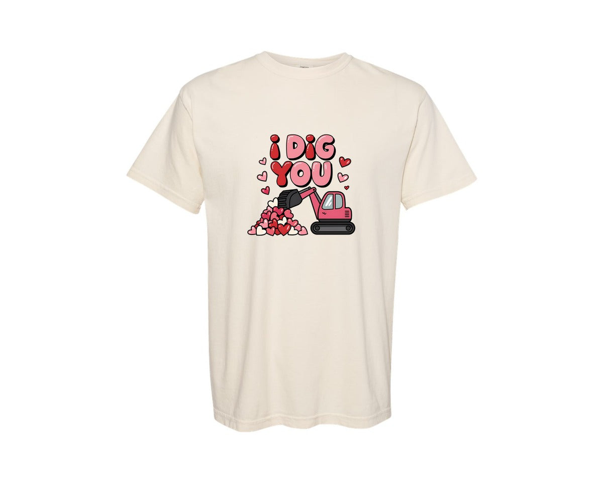 brand:Comfort Colors|color:Ivory|Valentines Day I Dig You Graphic T-Shirt