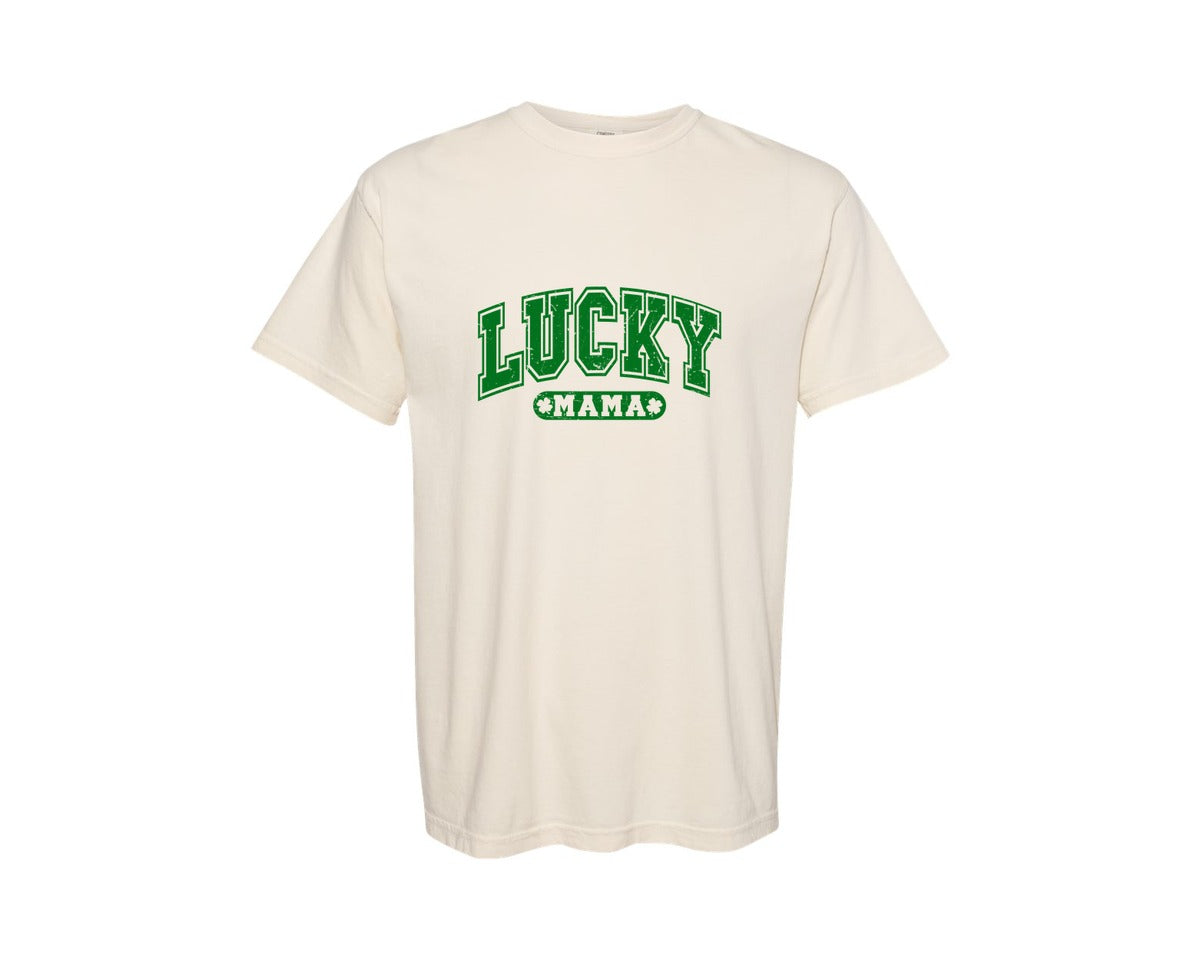 brand:Comfort Colors|color:Ivory|Lucky Mama St Patricks Day 4 Graphic T-Shirt