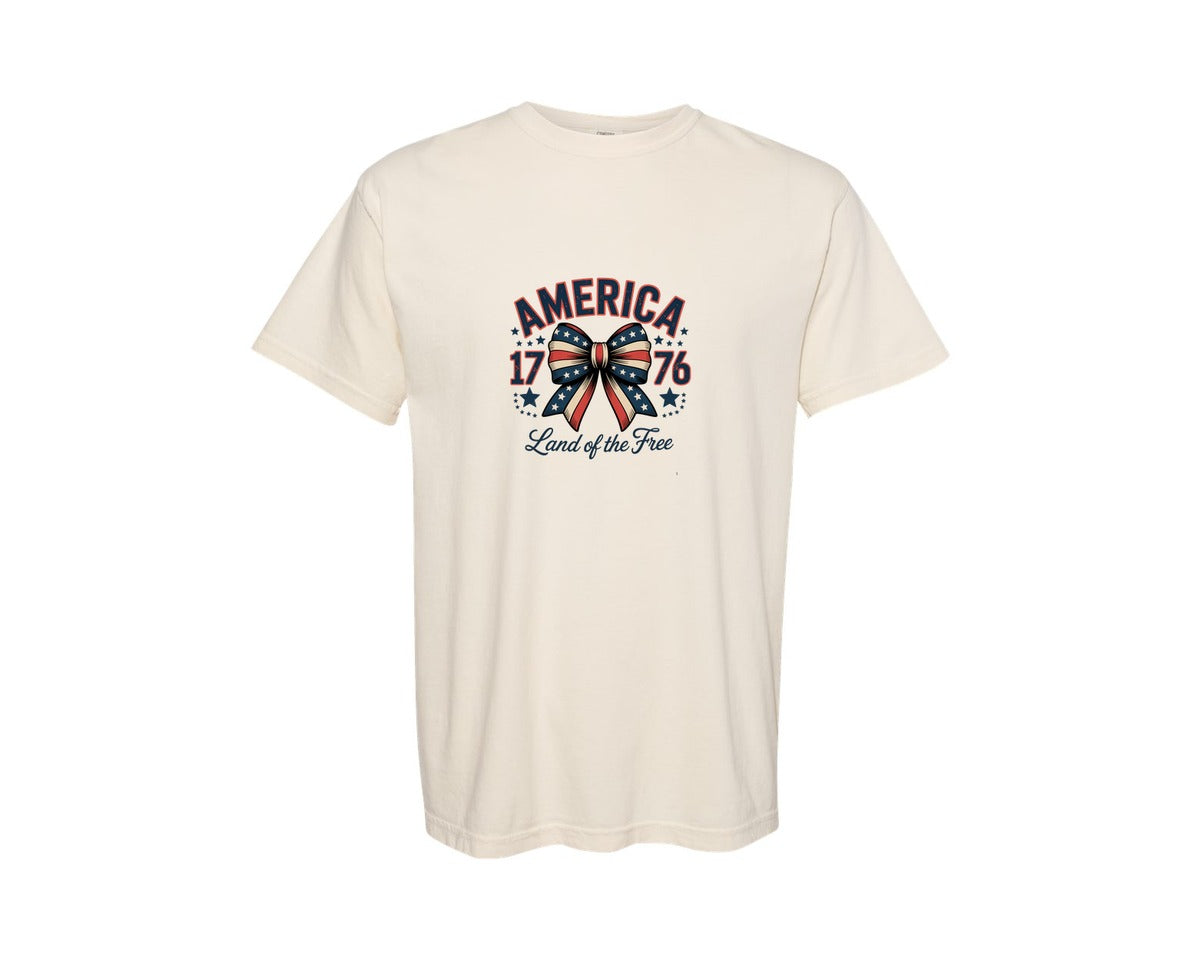 brand:Comfort Colors|color:Ivory|America 1776 Land Of The Free 4 Graphic T-Shirt