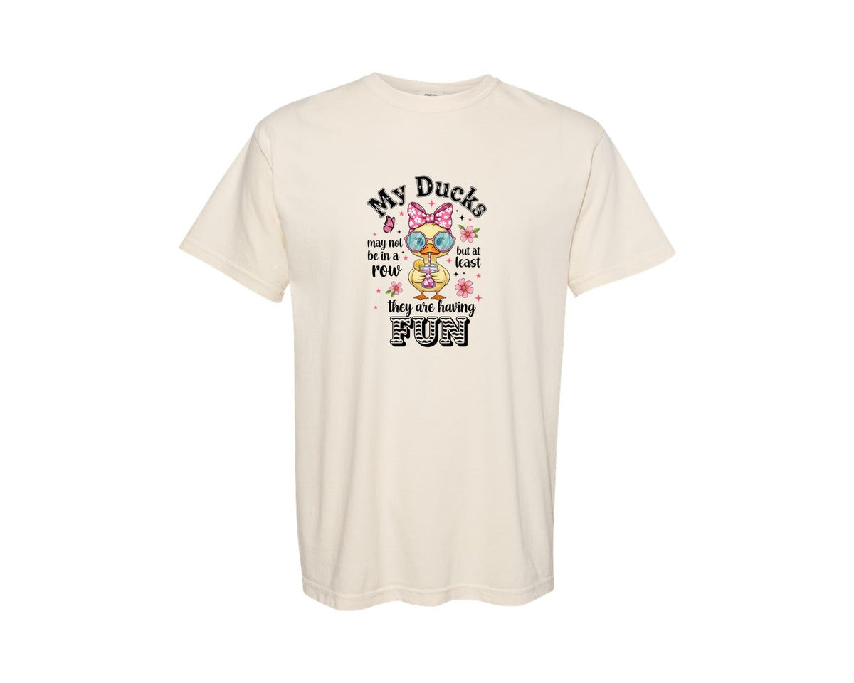 brand:Comfort Colors|color:Ivory|Ducks Not In A Row Mental Health Graphic T-Shirt