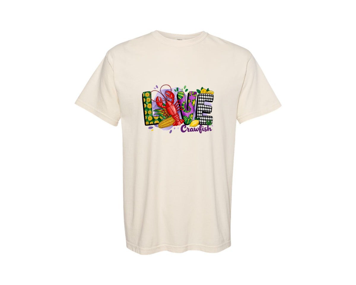 brand:Comfort Colors|color:Ivory|Mardi Gras Love Crawfish Graphic T-Shirt