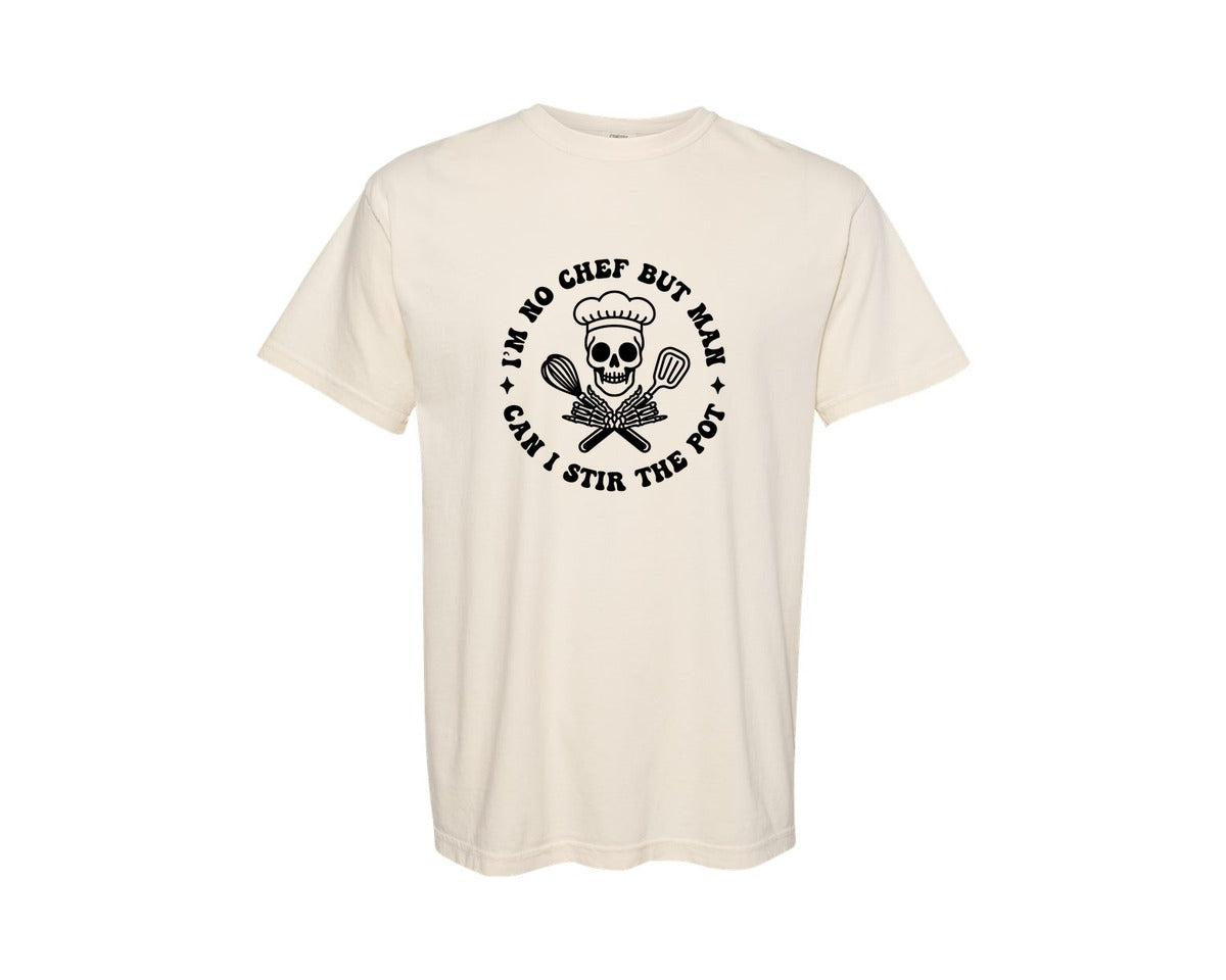 brand:Comfort Colors|color:Ivory|Im No Chef But Man Can I Stir The Pot 2 Graphic T-Shirt