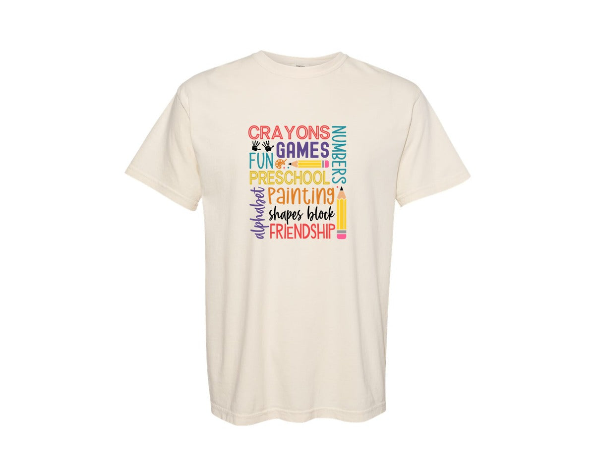 brand:Comfort Colors|color:Ivory|School Teacher Retro Graphic T-Shirt