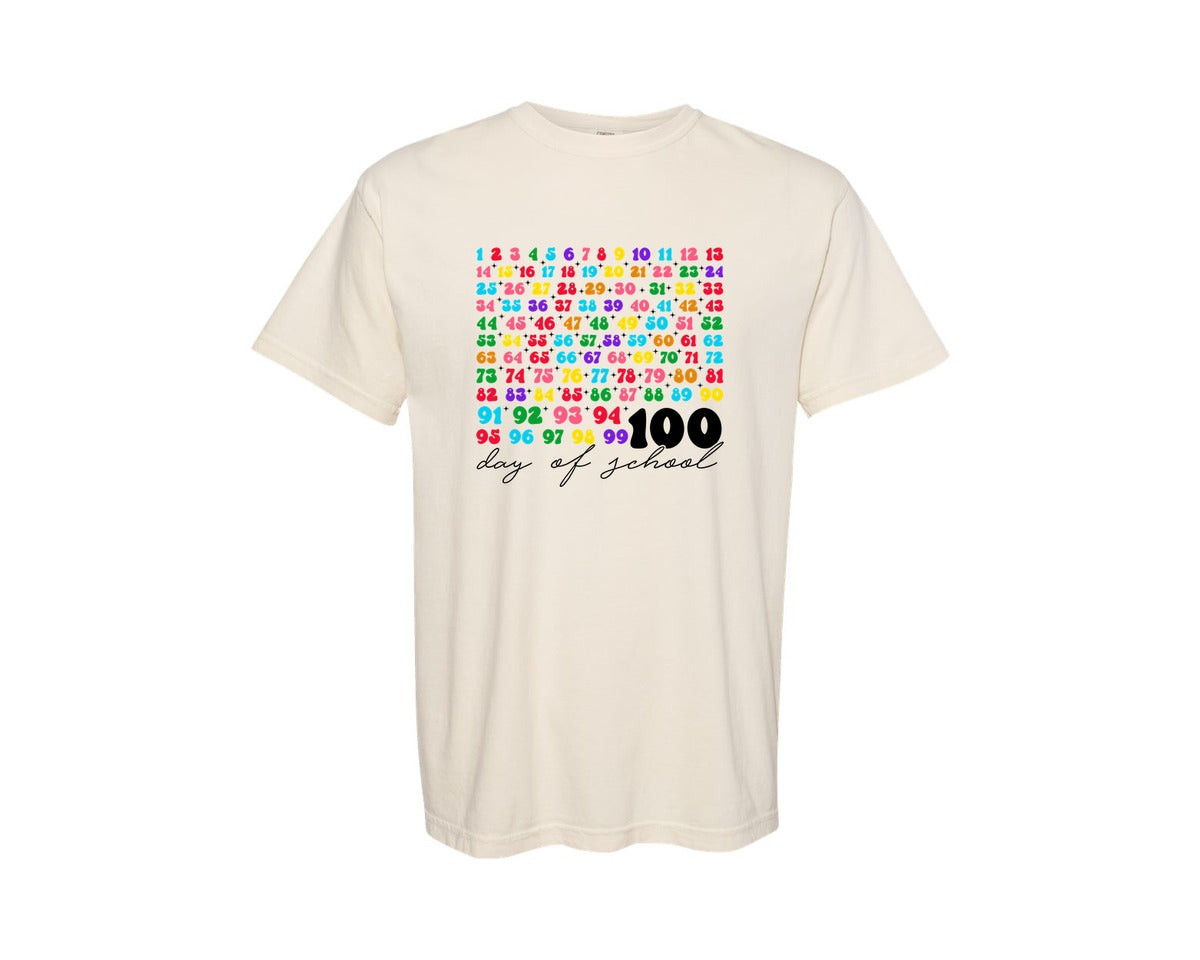 brand:Comfort Colors|color:Ivory|100Th Day Of School Teacher Kids 100 2 Graphic T-Shirt