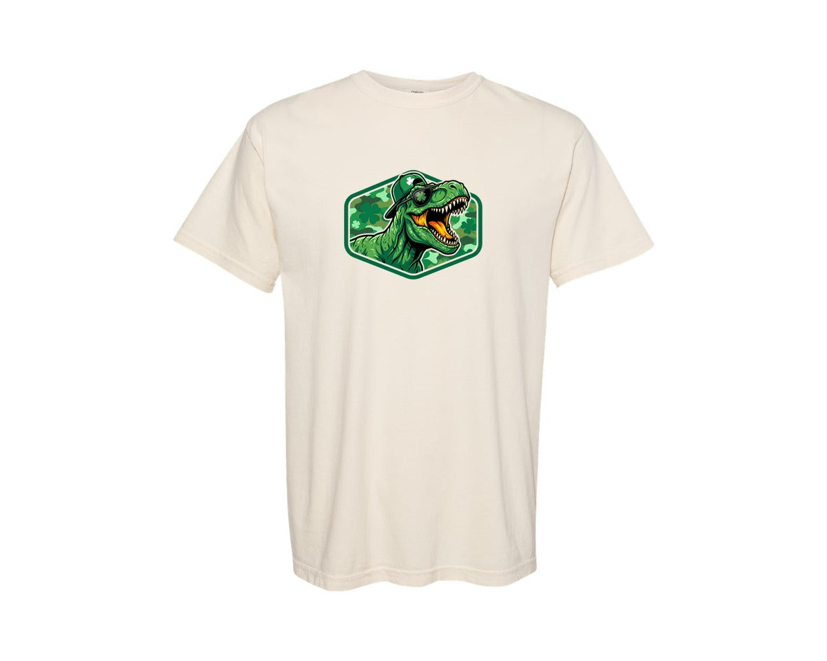 brand:Comfort Colors|color:Ivory|St Patricks Day T Rex Dinosaur Graphic T-Shirt