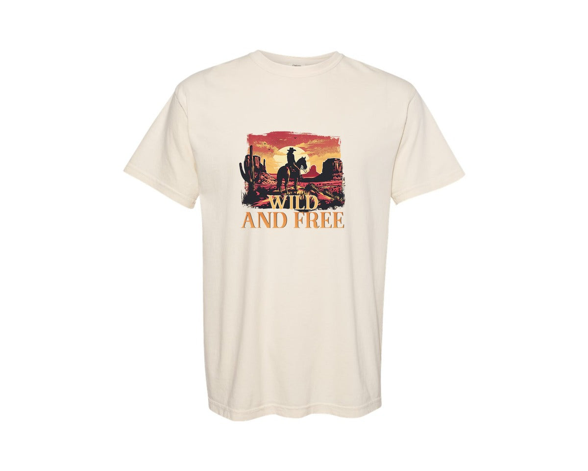 brand:Comfort Colors|color:Ivory|Wild And Free Design Graphic T-Shirt