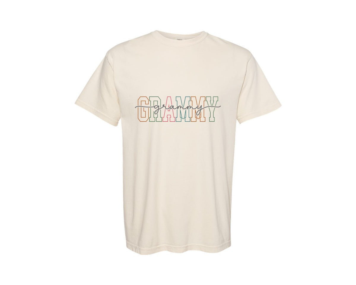 brand:Comfort Colors|color:Ivory|Grammy Grammy Grandma Varsity Graphic T-Shirt