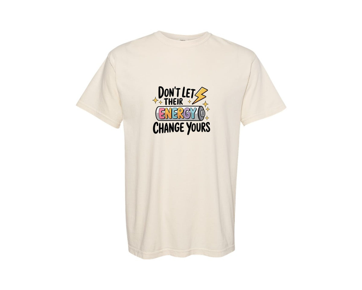 brand:Comfort Colors|color:Ivory|Energy Quote Battery Design Graphic T-Shirt