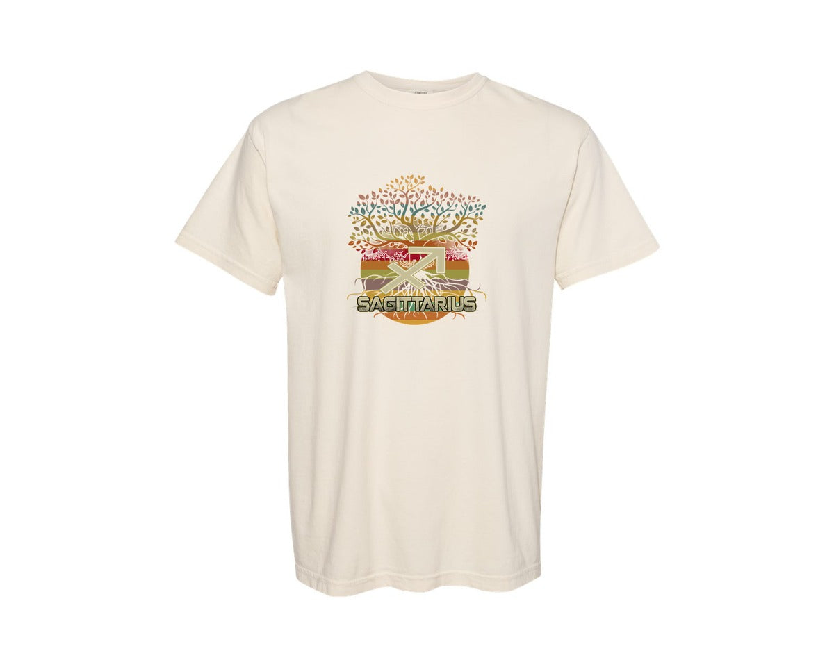 brand:Comfort Colors|color:Ivory|12 Zodiac Signs Living Tree Graphic T-Shirt