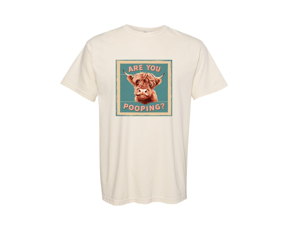 brand:Comfort Colors|color:Ivory|Funny Cow Are You Pooping Graphic T-Shirt