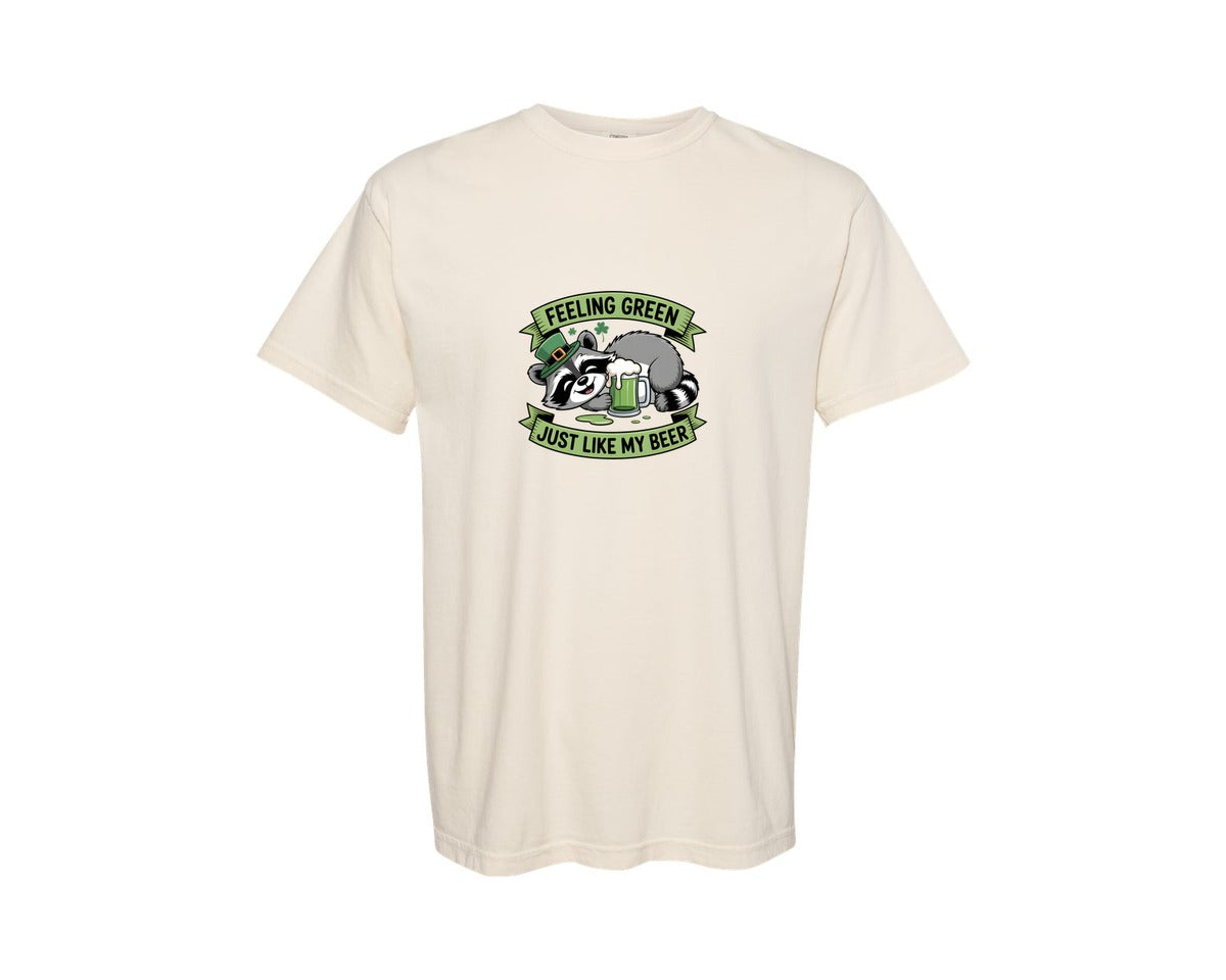 brand:Comfort Colors|color:Ivory|Feeling Green Just Like My Beer Design Graphic T-Shirt