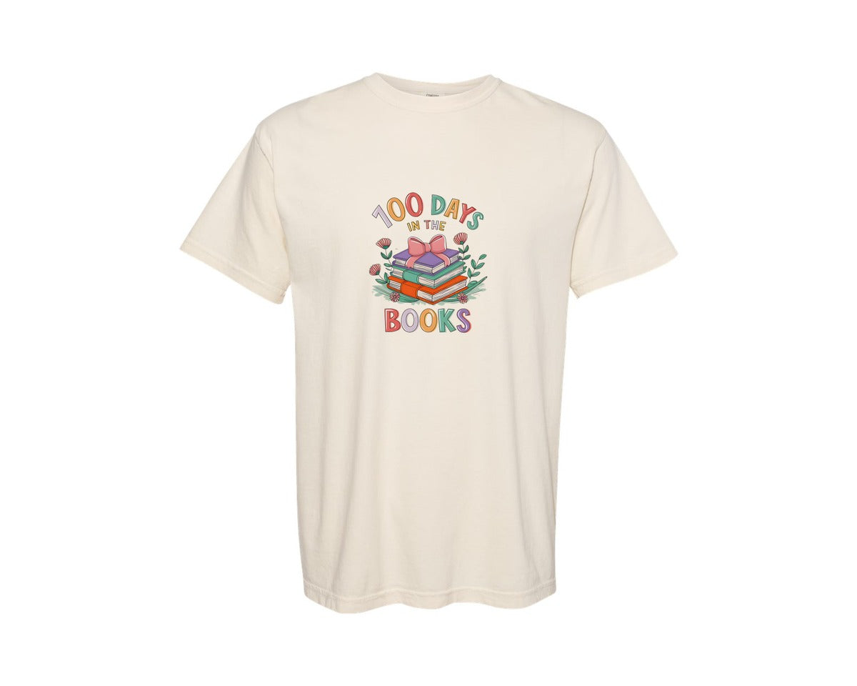 brand:Comfort Colors|color:Ivory|100 Days In The Books Png100 Days Books Graphic T-Shirt