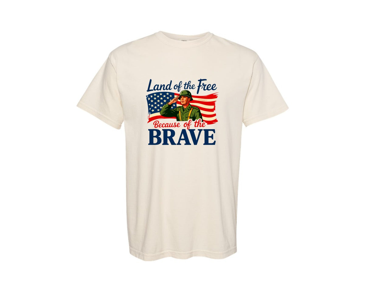 brand:Comfort Colors|color:Ivory|Land Of The Free Patriotic 3 Graphic T-Shirt