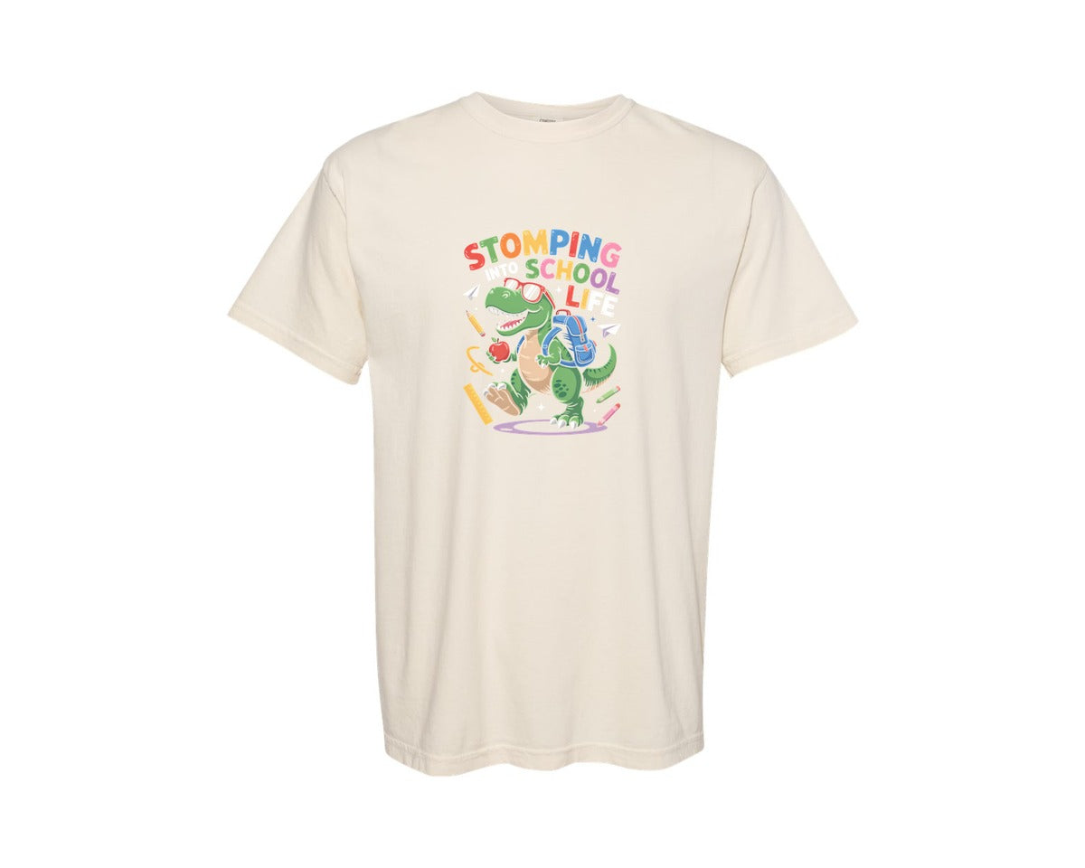 brand:Comfort Colors|color:Ivory|Funny Dinosaur Back To School Shirt Graphic T-Shirt