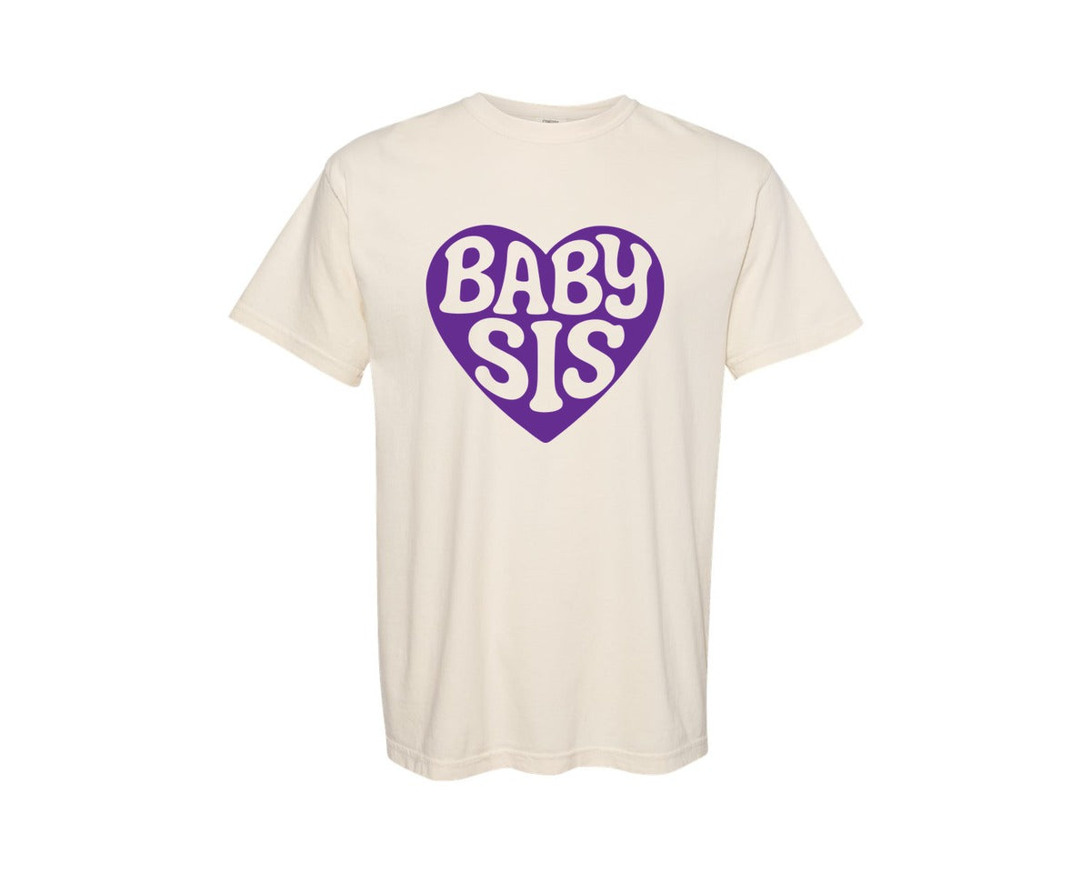 brand:Comfort Colors|color:Ivory|Retro Baby Sis Baby Sis T Shirt Graphic T-Shirt