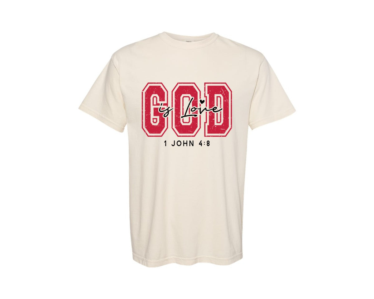 brand:Comfort Colors|color:Ivory|Valentine God Is Is Love Graphic T-Shirt