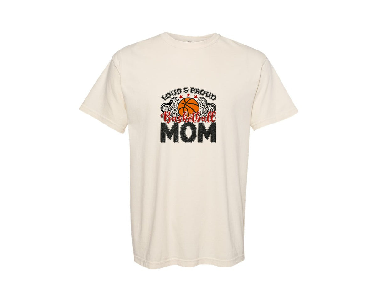 brand:Comfort Colors|color:Ivory|Loud And Proud Basketball Mom Shirt Graphic T-Shirt