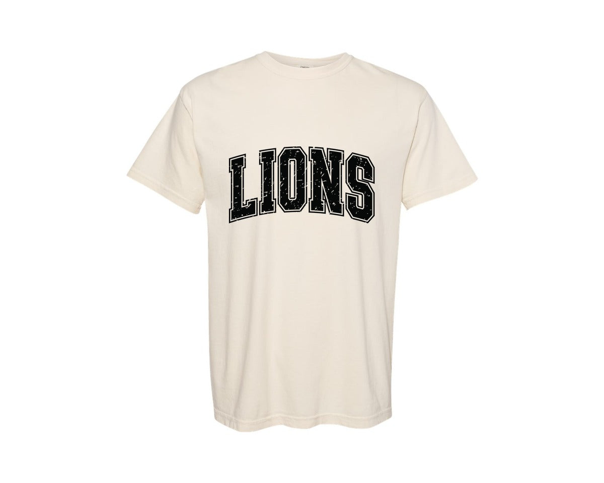 brand:Comfort Colors|color:Ivory|Retro Lions Distressed Varsity Lion Graphic T-Shirt