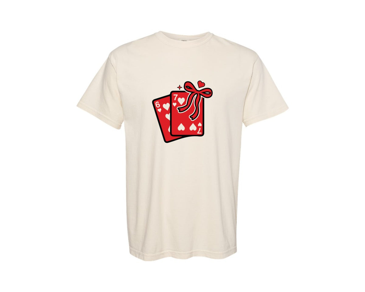 brand:Comfort Colors|color:Ivory|Playing Cards Valentine 6 7 Coquette Graphic T-Shirt