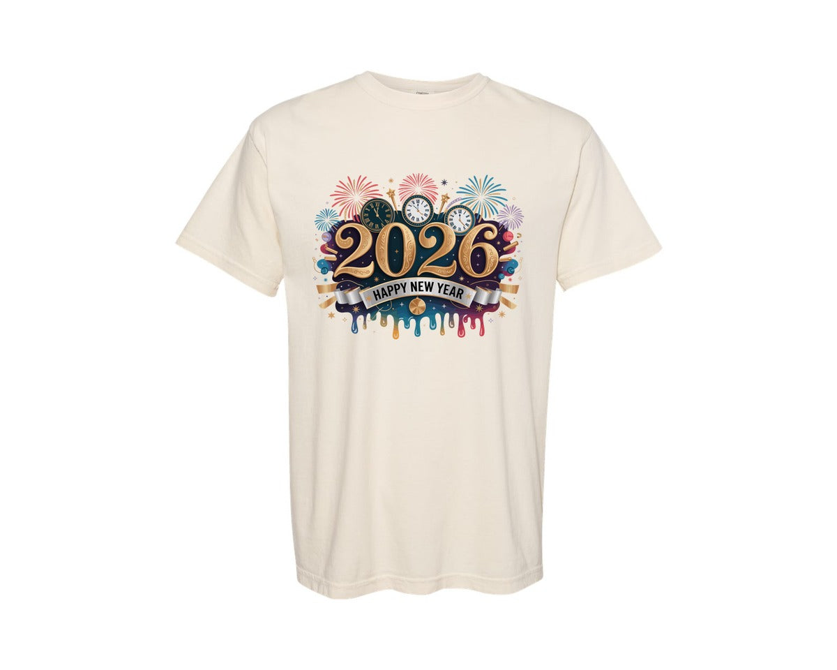 brand:Comfort Colors|color:Ivory|Happy New Year 2026 2 Graphic T-Shirt