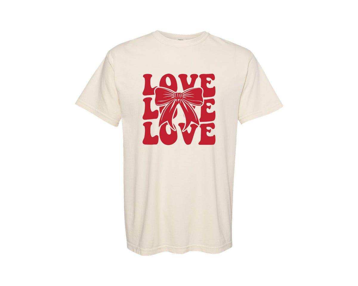 brand:Comfort Colors|color:Ivory|Love Love Coquette Valentines Graphic T-Shirt