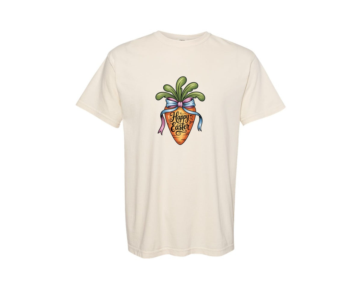 brand:Comfort Colors|color:Ivory|Happy Easter Carrot Coquette 6 Graphic T-Shirt