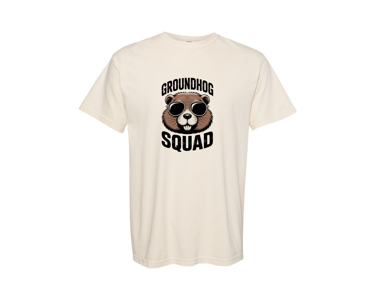 brand:Comfort Colors|color:Ivory|Groundhog Squad Design Graphic T-Shirt