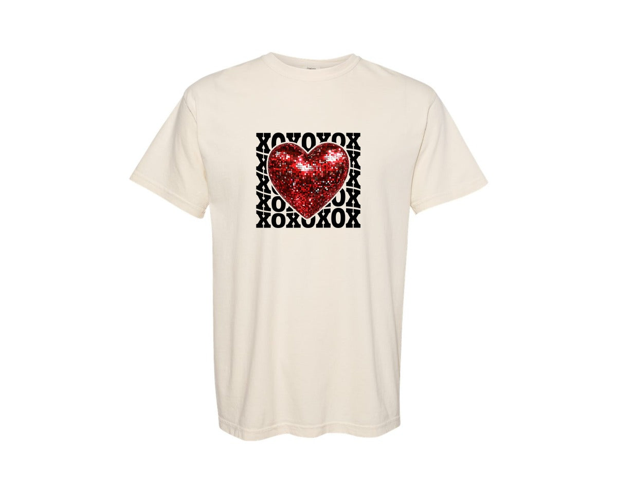 brand:Comfort Colors|color:Ivory|Xoxo Valentines Day Heart File Graphic T-Shirt